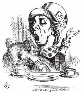 The Mad Hatter, "Why is a raven like a writing desk?"